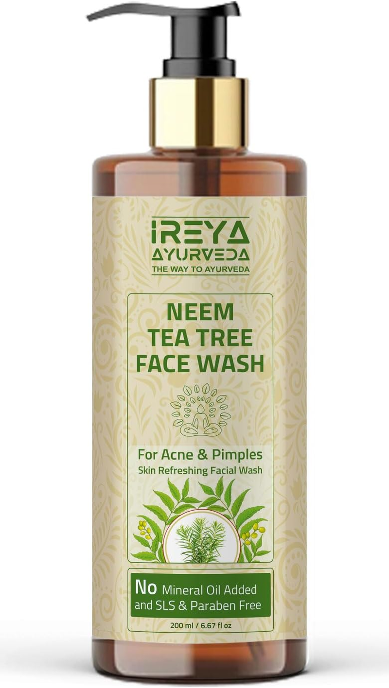 Ireya Ayurveda Tea Tree Face Wash 3.38Oz Made with Neem Extract Tea Tree Oil Moisturizing Face Wash for Men and Women, 100 Ml Pack of 1 image number 1