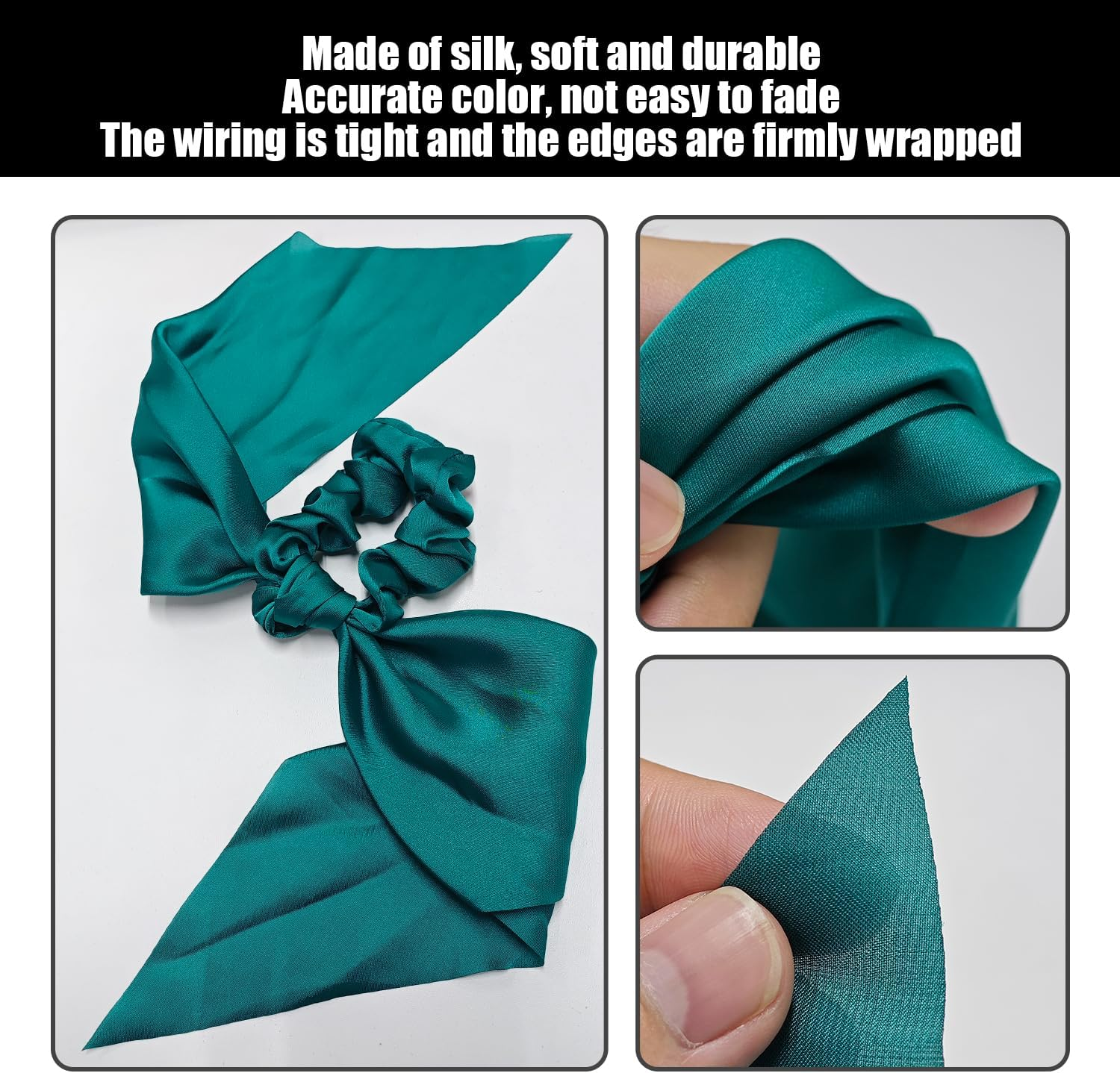 3 Satin Hair Bands, 3 Mesh Hair Bands with Streamers, Simple Elastic Hair Ropes, Decorative Headgear for Ponytail and Solid Hair Accessories image number 5