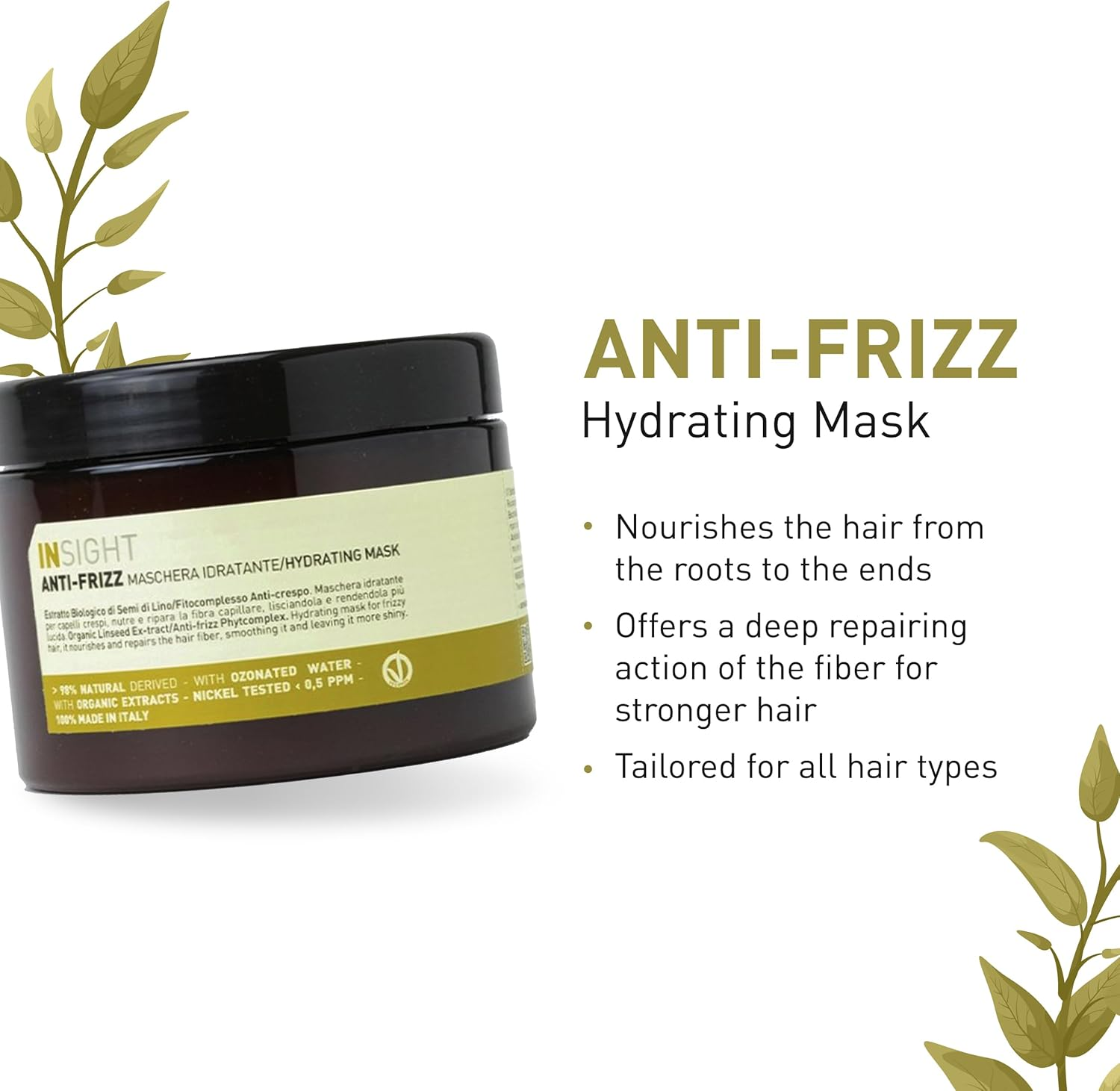 INSIGHT Anti-Frizz Hydrating Hair Mask - Hair Fiber Repair Treatment 500 Ml image number 2