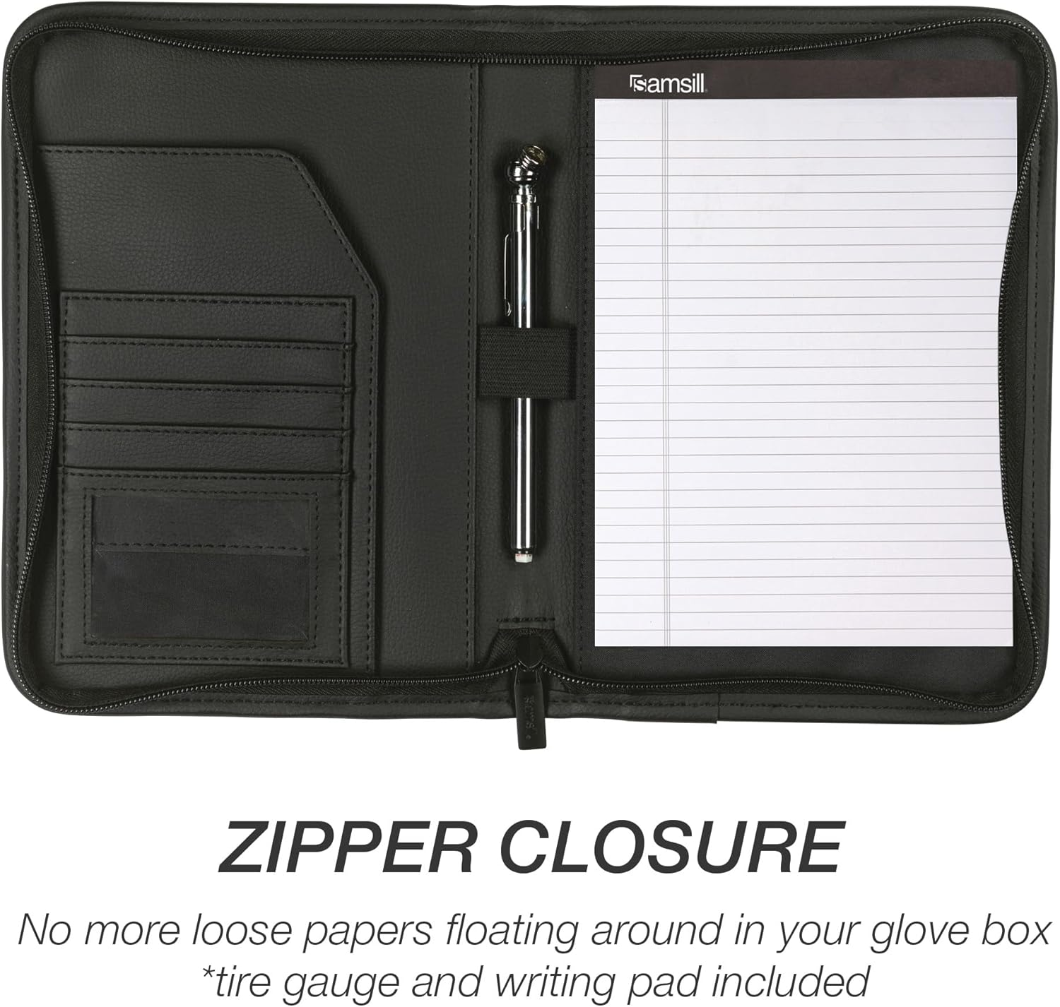 Samsill Glove Box Organizer, Compact 7.25 X 10 Inches, Zipper Car Organizer - Owner'S Manual, Car Document Holder, Black