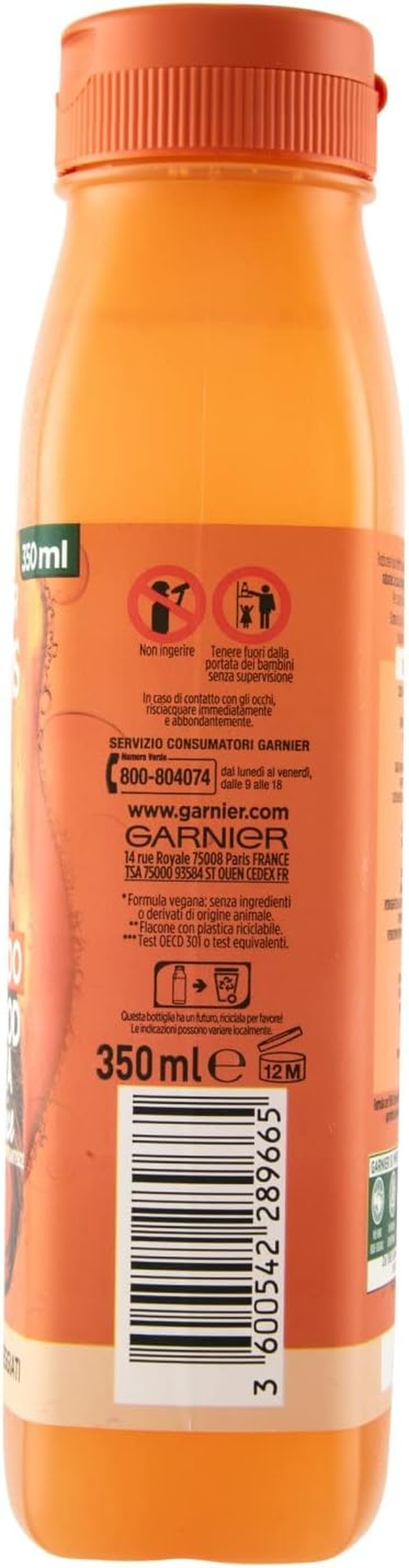 Garnier Fructis Hair Food Papaya Repair Shampoo for Damaged Hair, 96% Natural Ingredients, Silicone Free image number 3