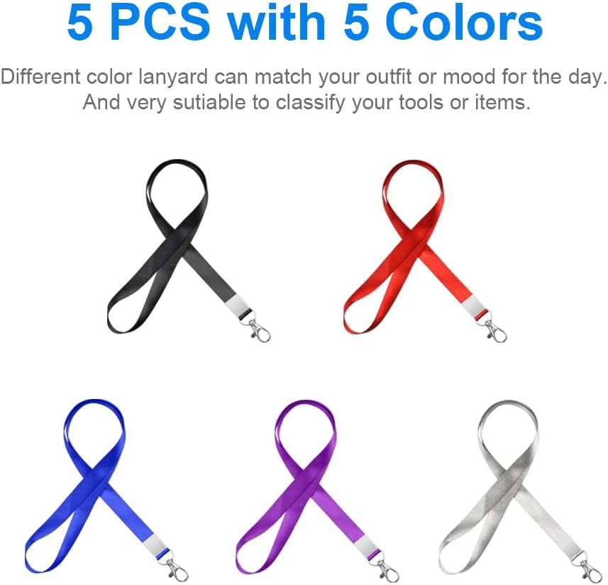 10PCS Mcyye Durable Neck Lanyards, Premium Soft Nylon Lanyard for Kids, 5 Colors for All Kinds of ID Badges Holder, Keys, Wallet, Whistle, Car Key, Cruise, Work, Etc., Comfortable for Your Skin