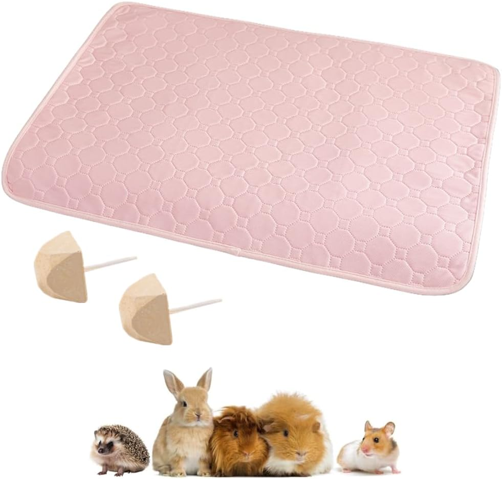 Azullanse Washable Guinea Pig Cage Liner, 100 X 70 Cm, Reusable Washable Pee Pads, Waterproof Guinea Pig Litter for Small Animals, 2 Molars, Stone (Pink) image number 1