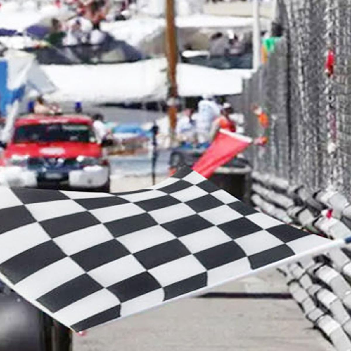 BESPORTBLE Starting Flag for Sports Games Checkered Racing Flag Race Car Decorations Hand Held Flag Party Decorations image number 3