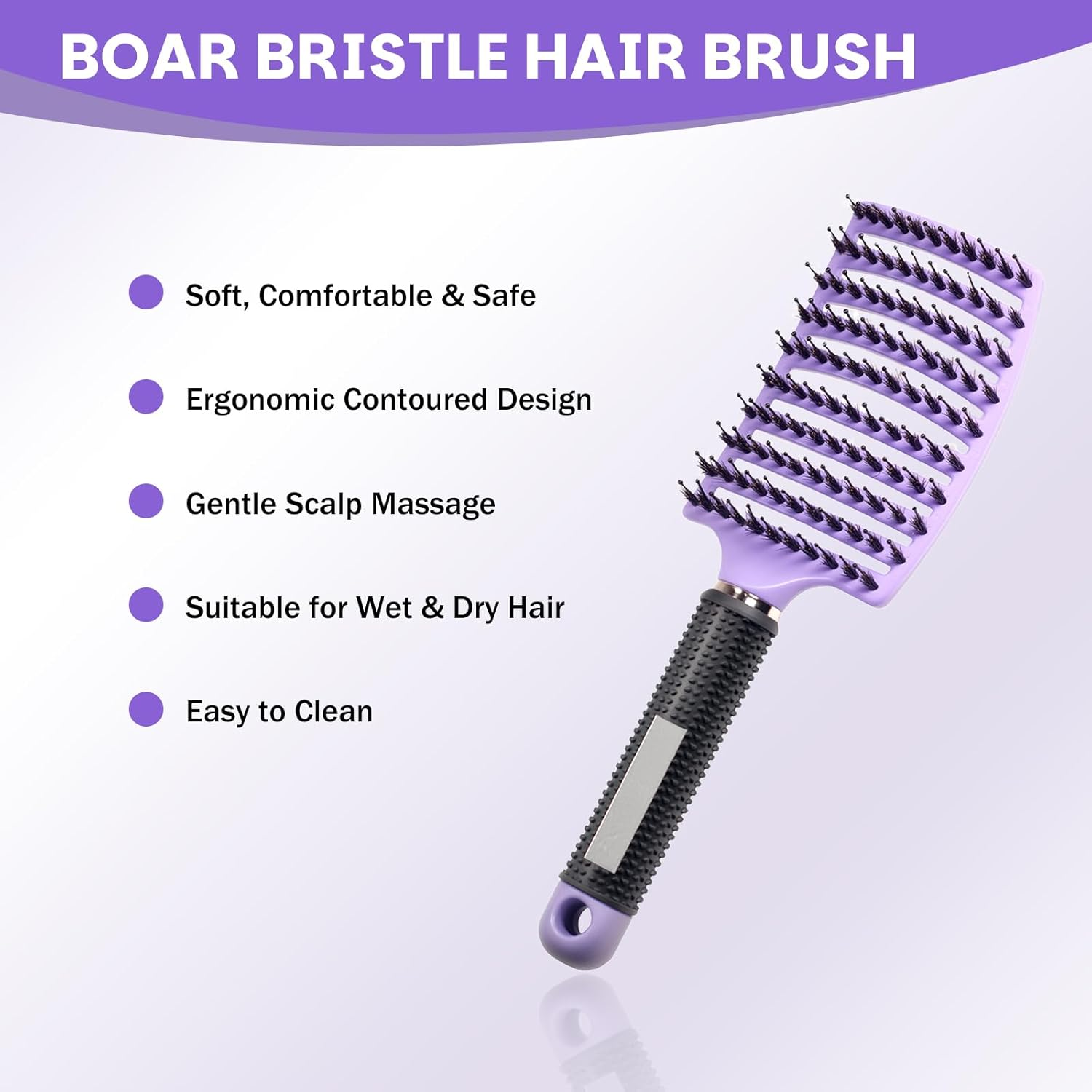 Ouqiesli 2 Pack Curved Vented Detangling Boar Bristle Hair Brush for Curly Hair - Wet & Dry Hair Brush with Scalp Massage, Unisex Ergonomic Design image number 1