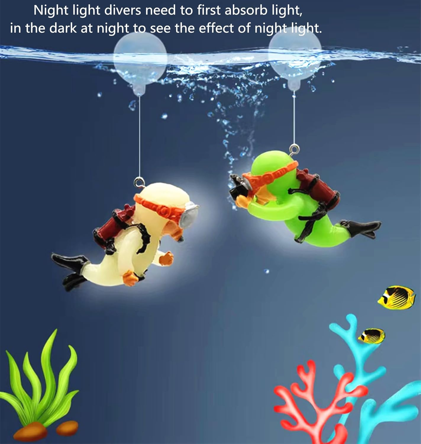 Floating Aquarium Decoration, Cute Device Fish Aquarium Decoration, Safe Fish Toy Betta Cichlid Gold Fish Shrimp Hermit Crab Game Companion Aquarium Accessories (Diver) image number 3