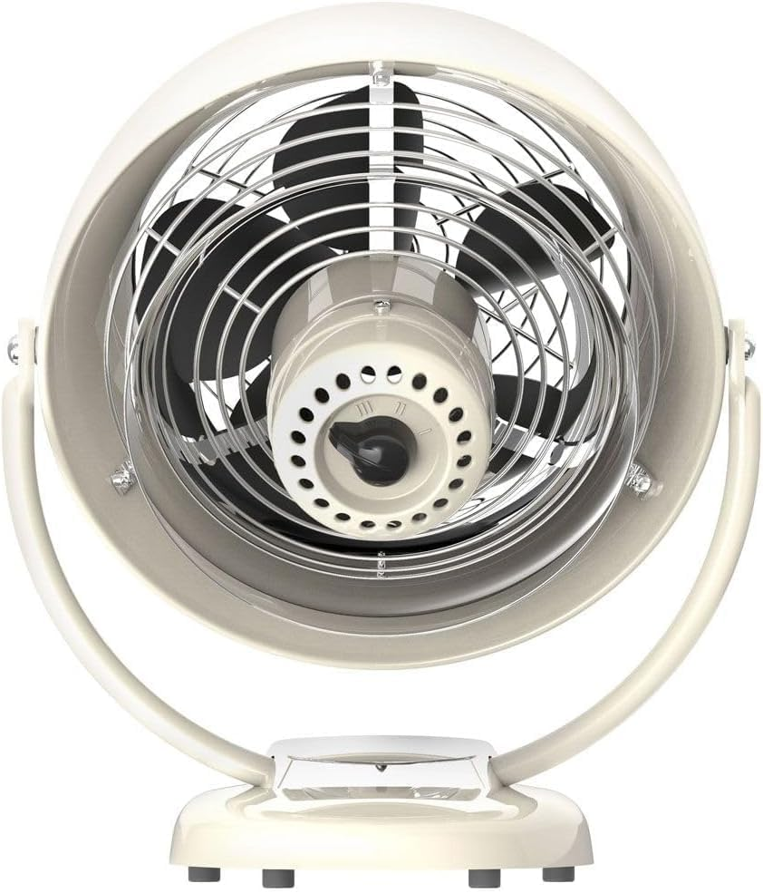 Vornado VFAN Vintage Whole Room Air Circulator &ndash; Metal Retro Design &ndash; Vintage White &ndash; 3 Speeds Dial Control &ndash; Adjustable Tilt Head &ndash; Powerful Vortex Airflow for Bedrooms, Living Rooms & Offices