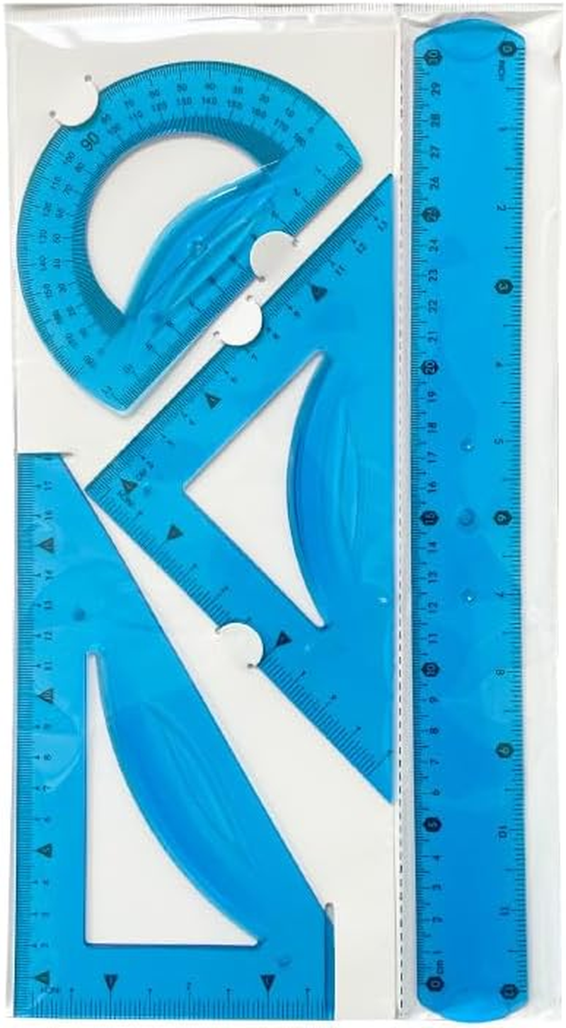 LIDERPAPEL Flexible Playing Field, 10 Cm, Cardboard, 14 Cm, Ruler 30 Cm and Plastic Semicircle, with Coloured Cover image number 1