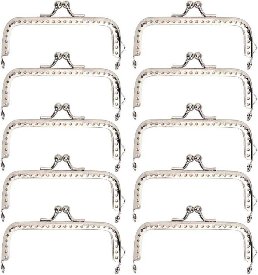 Lwuey 10PCS Purse Clasp, Purses Square Bag Kiss Clasps Metal Frame Lock Clip Bags Making Wallet Frames No Scratch Loose Gap Fashion Design 8.5Cm for Coin Wallets DIY Handle Bag Sewing Craft Supplies image number 2