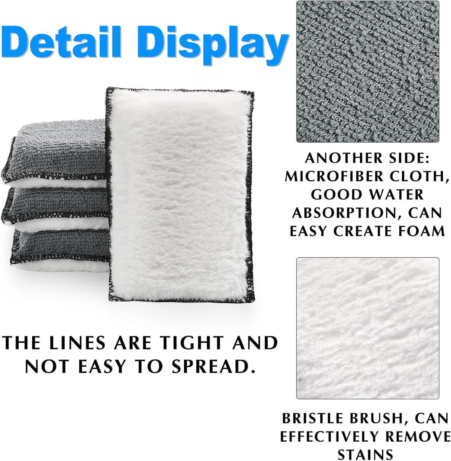 4 PCS Car Interior Cleaning Sponge Microfibre Scrubbing Pads Auto Detailing Scrub Pads for Plastic Leather Upholstery Cleaning image number 5