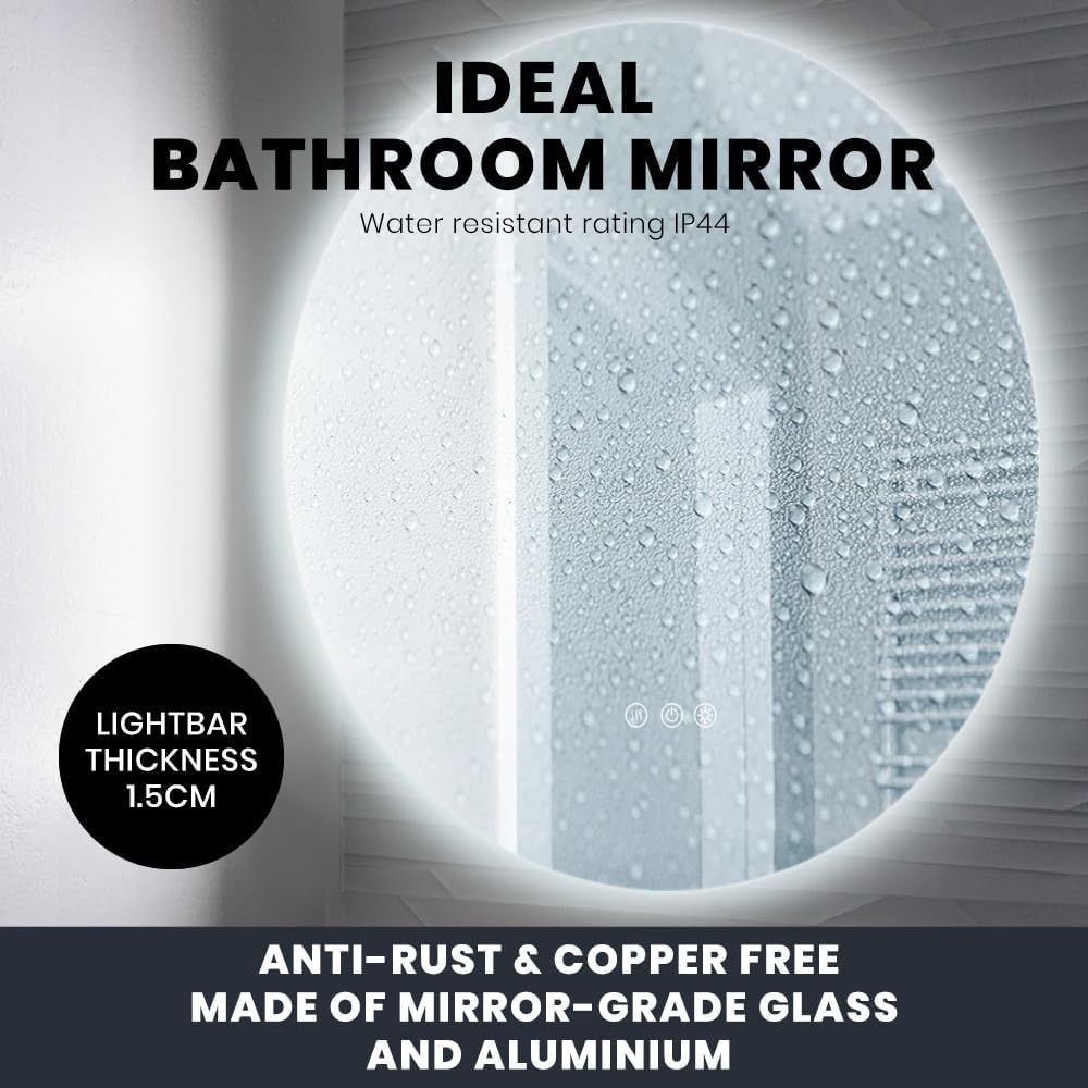 Simplus LED Wall Mirror 700MM round Bathroom Mirrors for Wall Mounted Anti-Fog Smart Touch Switch Vanity Makeup Mirror(Backlit Light) image number 4