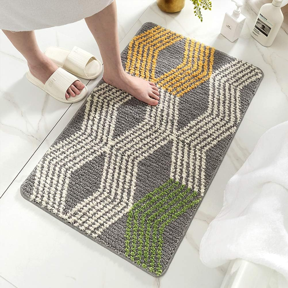 Tiita Indoor Doormat, Front Back Door Mat, Machine Washable Soft Bathroom Floor Mat for Entrance, 32X20 Inch Bathroom Rugs, Green Leaves