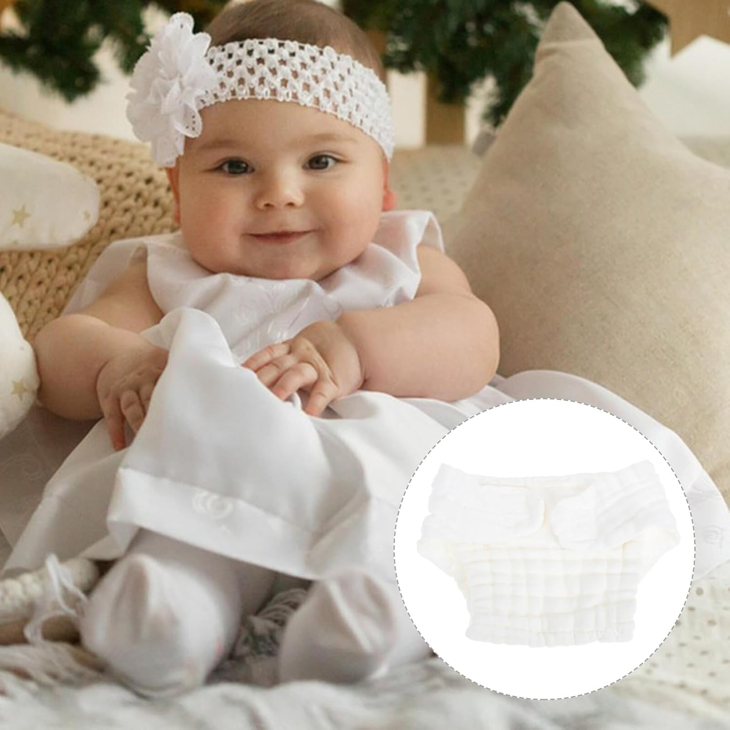 5Pcs Reusable Newborn Cloth Diapers Soft Cotton Washable Nappies Leak Resistant Moisture Barrier Lightweight and Portable for Newborns Months image number 2