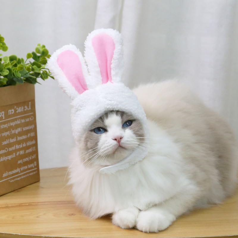 LERTREE Pet Bunny Ears Hat, Plush Rabbit Cosplay Headdress for Puppy Cat Easter Party Headwear image number 4