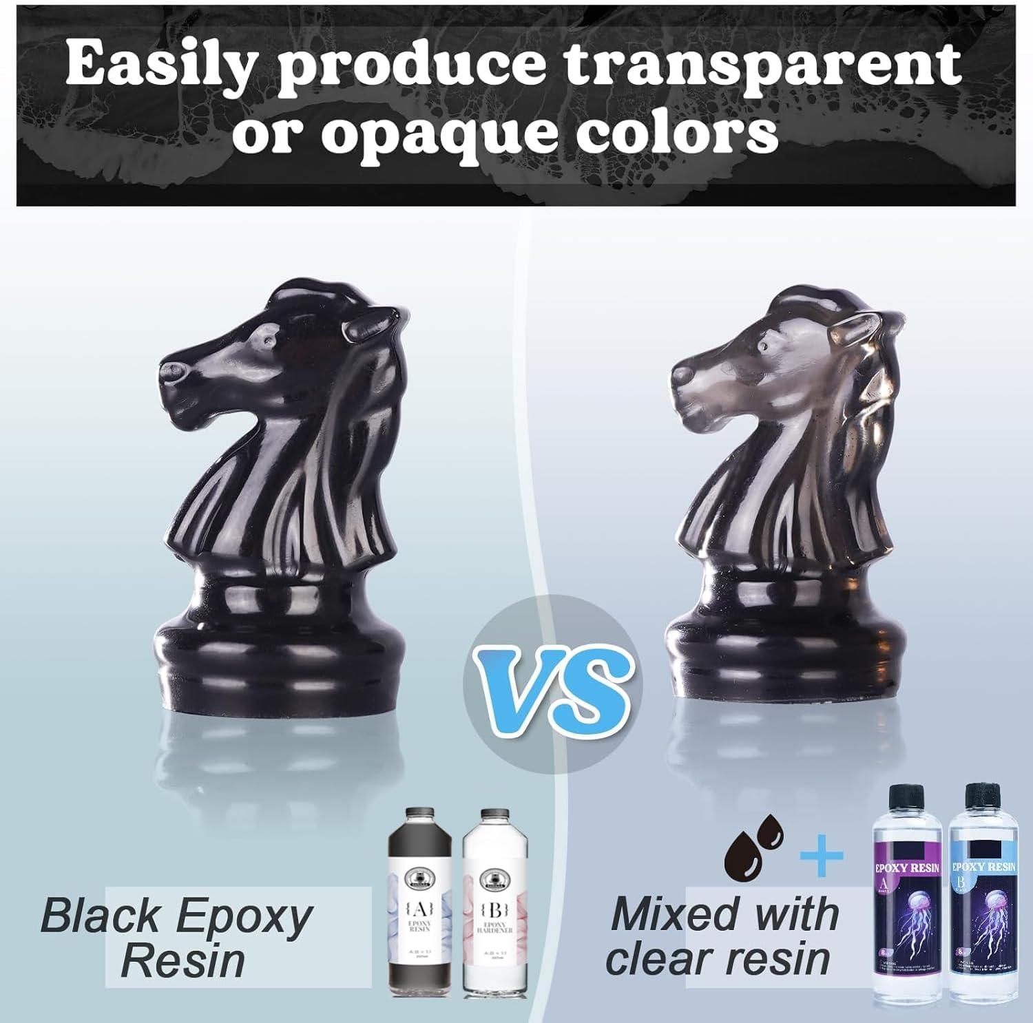 SANAAA Epoxy Resin Black474Ml,Glossy Bubble Free Epoxy Resin,Table Top Epoxy Resin for Arts and Crafts,Casting,Diy,Resin Art,Moulds,Jewellery (237Mlx2) image number 5