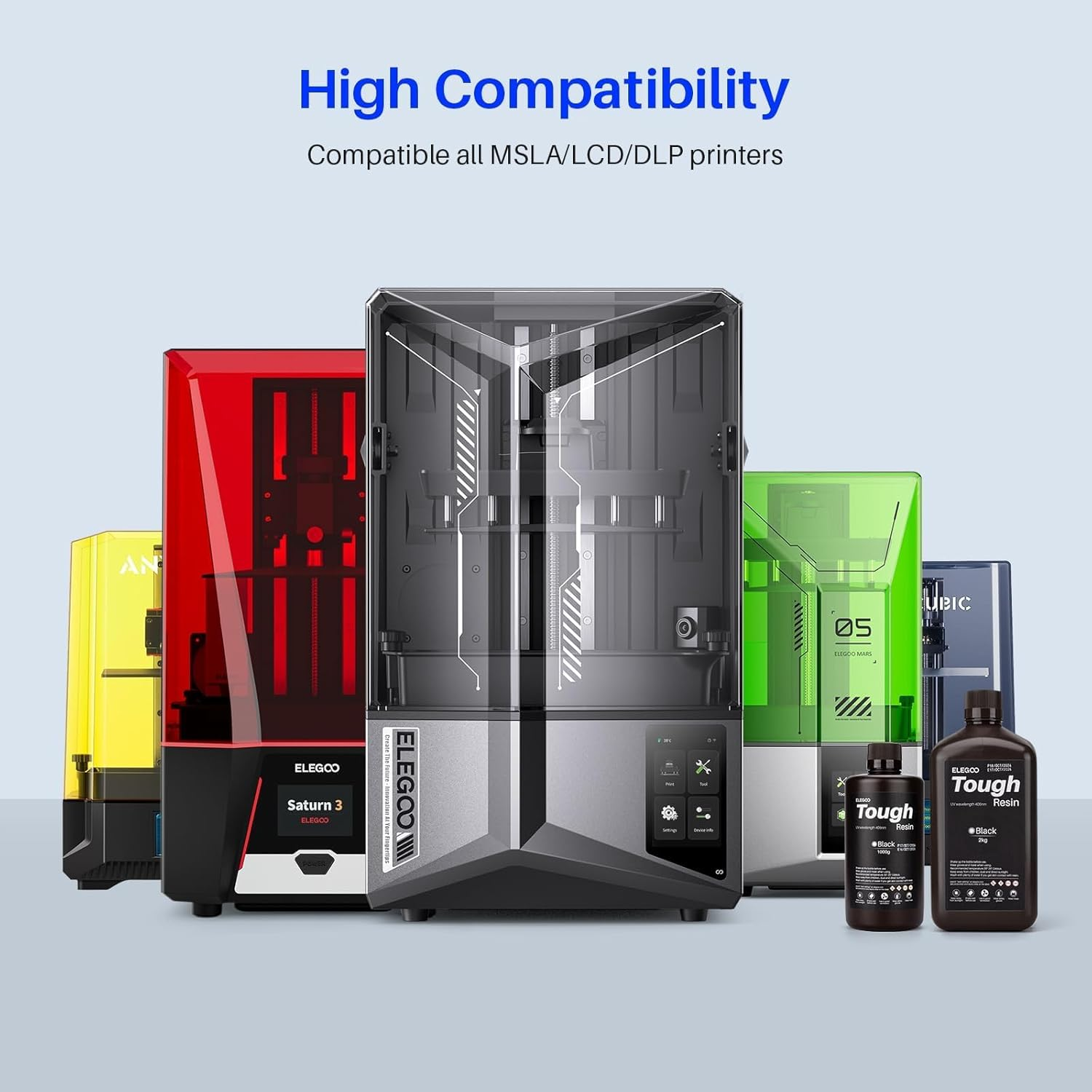 ELEGOO Tough Resin 3D Printer Resin with High Hardness, Low Viscosity, Low Shrinkage, Compatible with MSLA LCD DLP 3D Printers, Grey 1000G image number 5