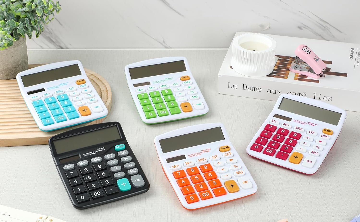 Meichoon Calculator Desktop Solar Battery Dual Power, 12 Digit Large LCD Display Financial Dedicated Calculator Large Standard Function Desktop Business Calculator for Office/Home/School KA08 Green image number 6