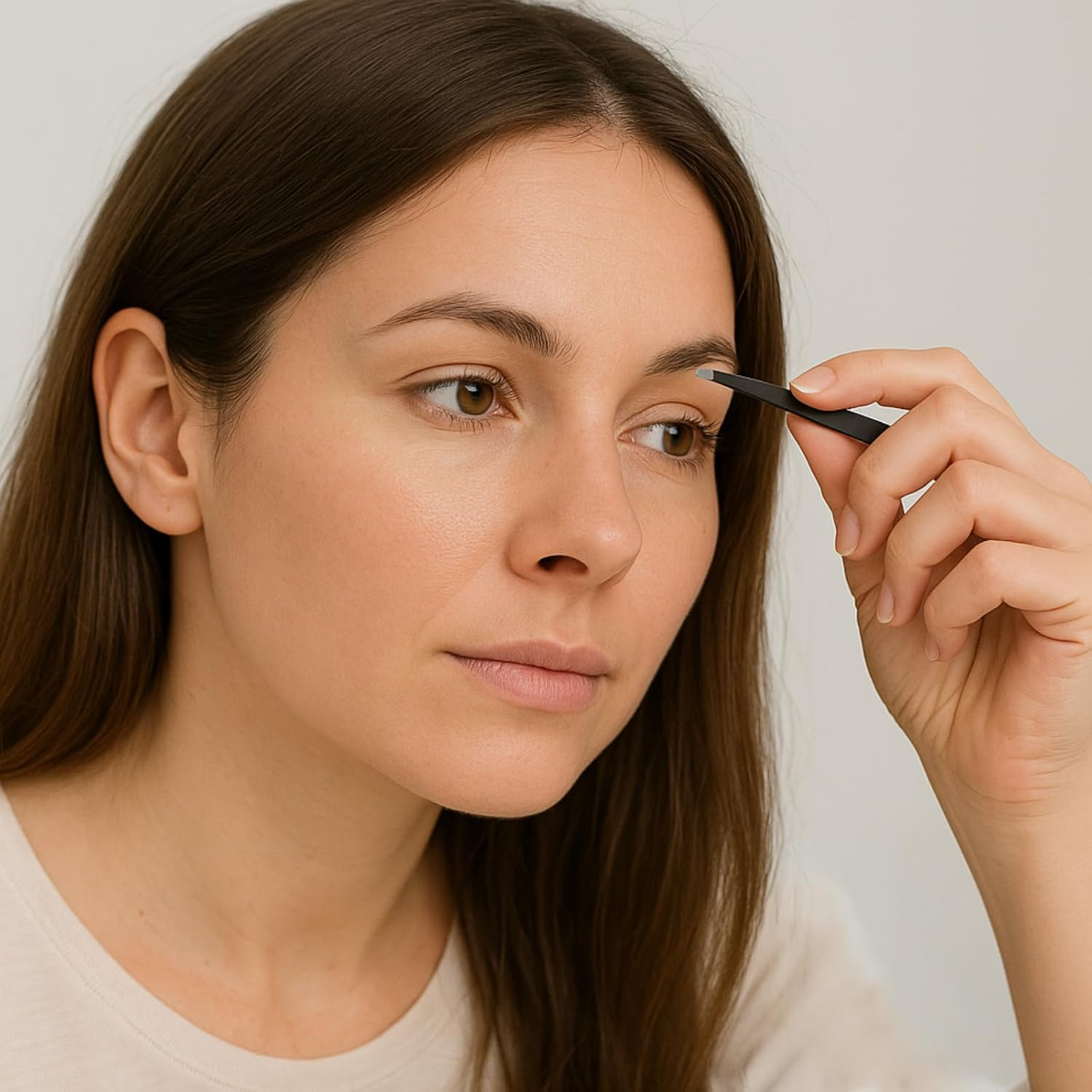 Clauss Eyebrow Set with 4 Tweezers | Four Piece Tweezer Set for Eyebrows and Eyelashes | Stainless Steel Black Finish | Includes Storage Case | BC-S10040 image number 4