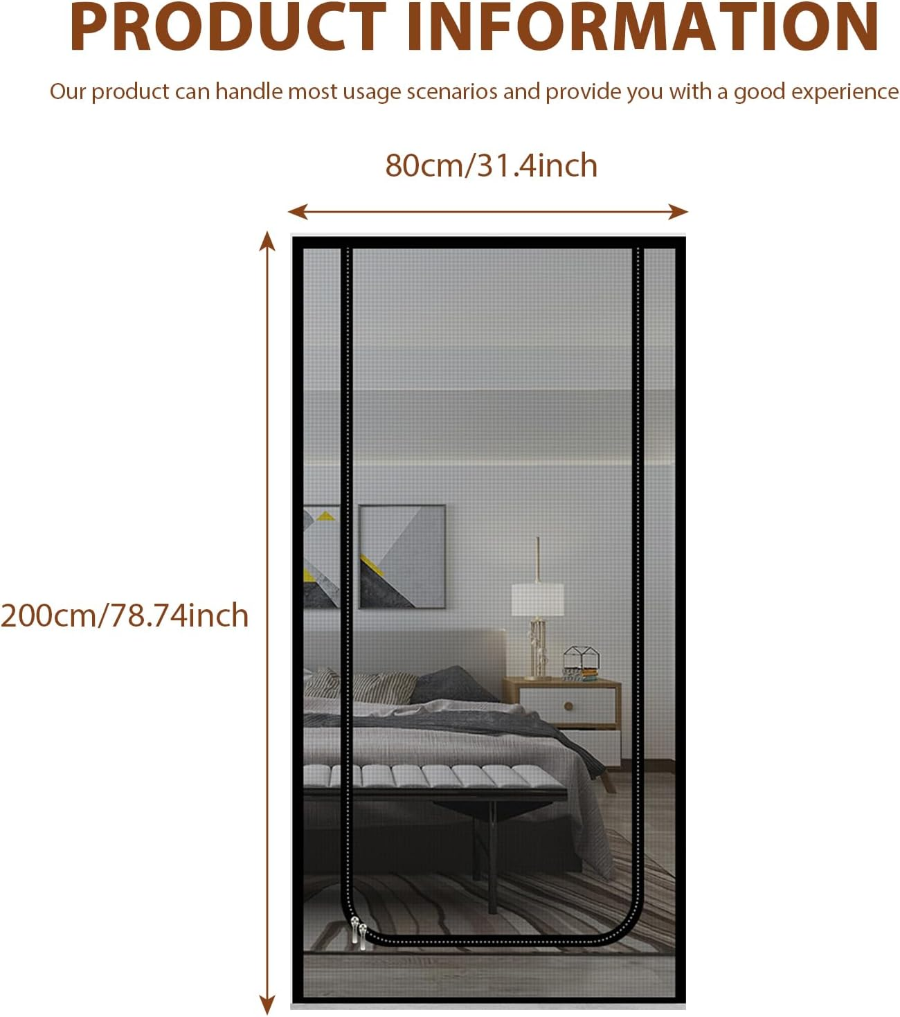 Reinforced Cat Screen Door, 80 Cm X 200 Cm, Pet Safe Mesh Door, Cat Gate Balcony Door, Pets Screen Door with Zip, Prevents Dogs and Cats from Leaking from Home image number 6