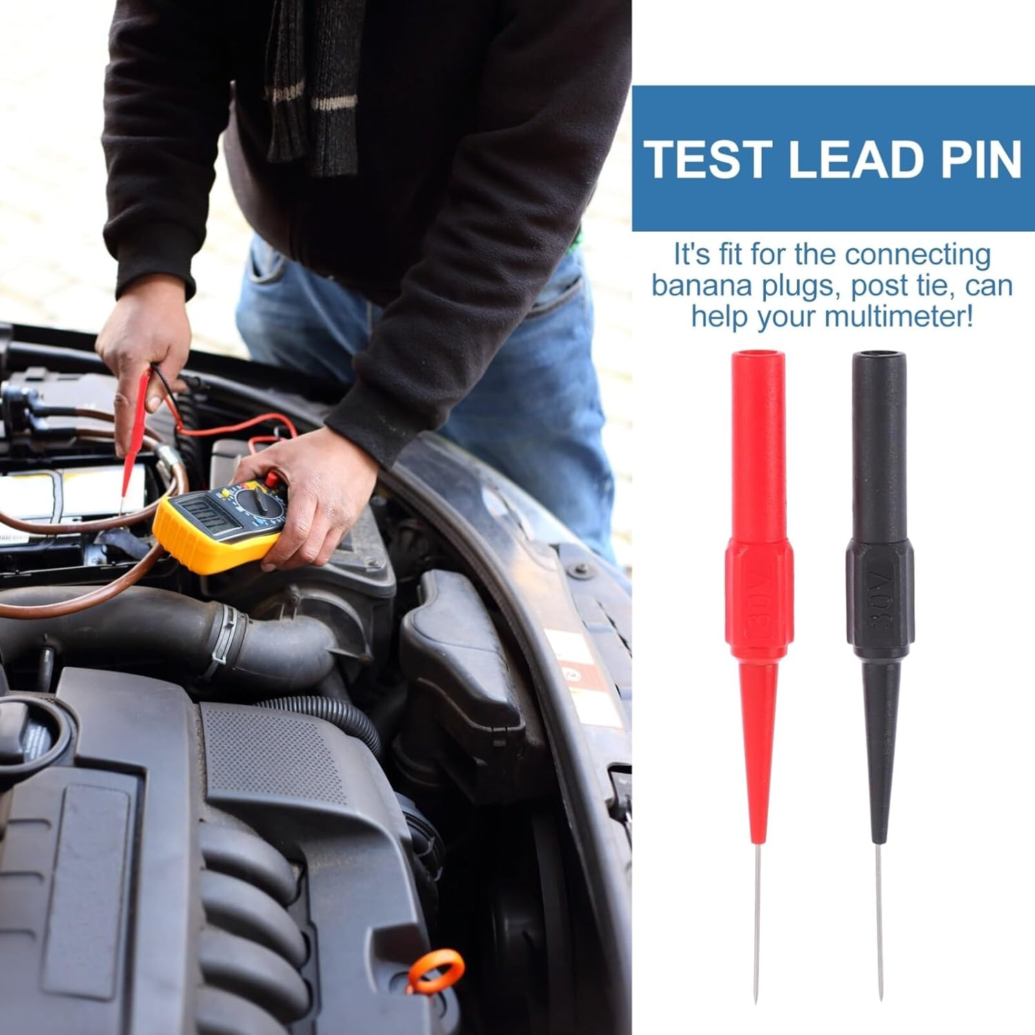 Multimeter Test Probe Needle Tips with Insulation Piercing for Automotive Electrical Testing and Vehicle Maintenance Tools image number 4