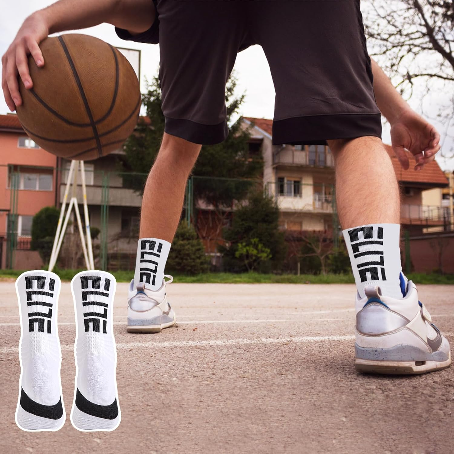 5 Pairs Cushion Crew Socks Elite Athletic Socks for Men Women for Basketball, Running, Sports, Walking, Working, Cycling, Hiking, Football image number 2