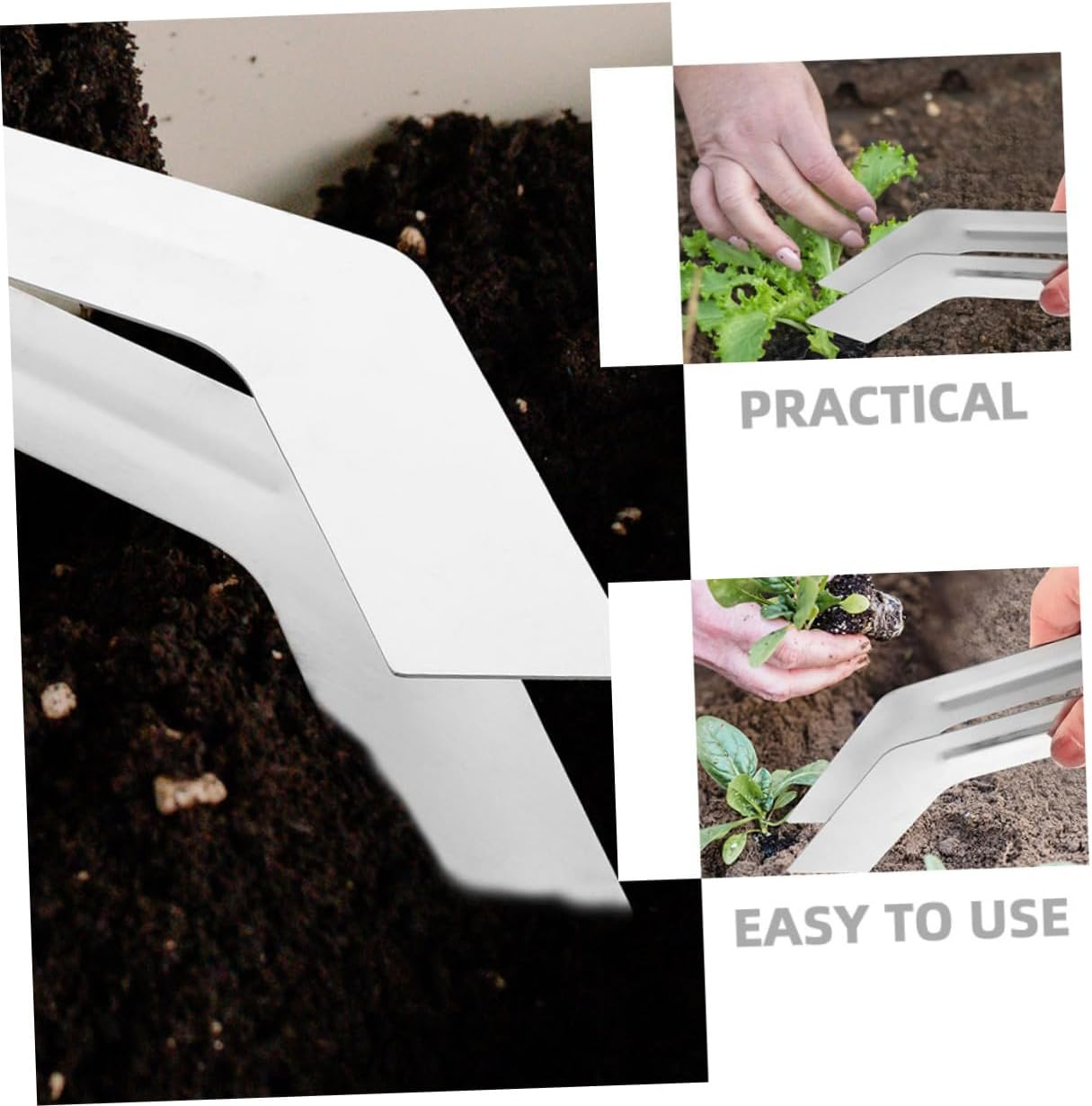 CANIGHT 2Pcs Stainless Steel Plants Transplanting Tool Set Handheld Garden Pliers for Plant Removal Convenient Planting Accessories image number 1