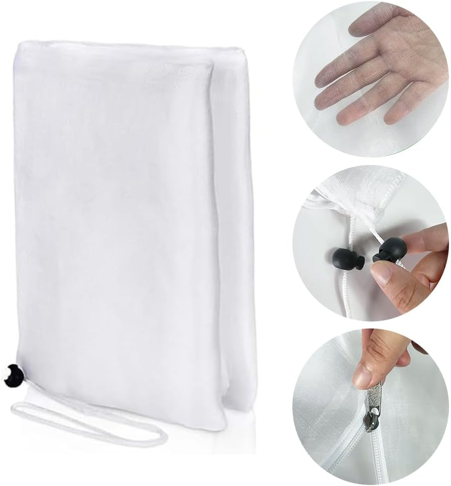 2 Pack Insect Netting Plant Covers with Drawstring and Zipper, 1X1.2M PE Mesh Garden Bug Net, Durable & Reusable Bird Protection Mesh, Bird Barrier for Potted Plants, Fruit Trees image number 6