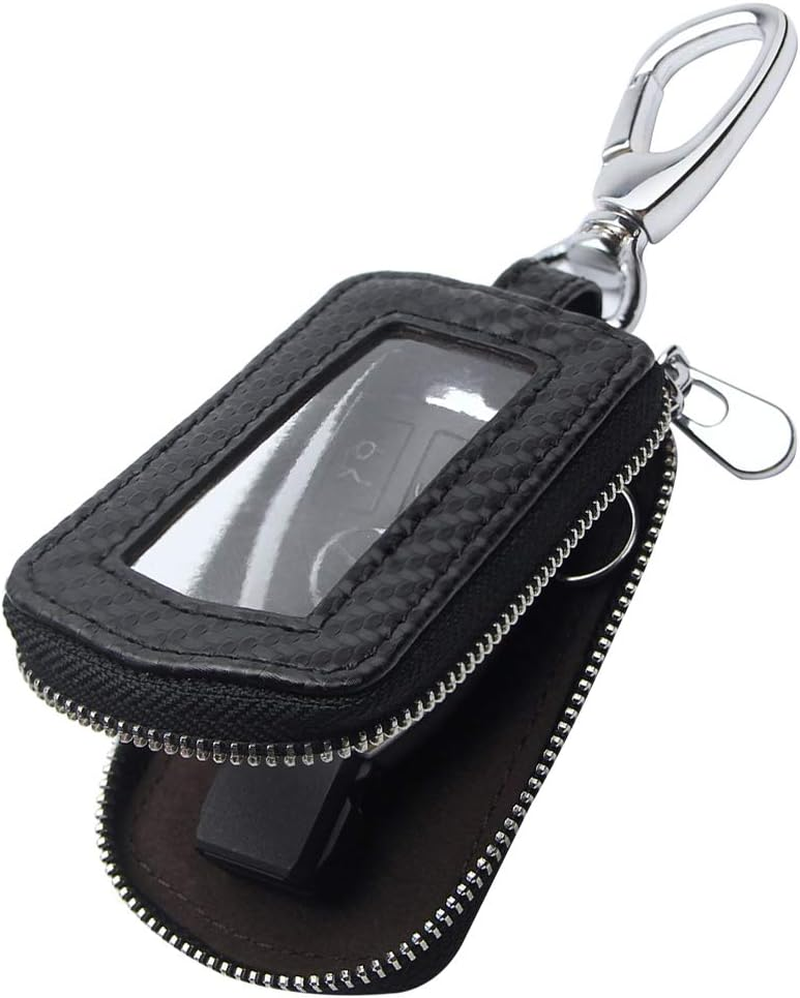 Universal Premium Car Key Fob Case Genuine Leather Car Smart Key Fob Holder for Remote Key Fob, Black-Brown, One Size