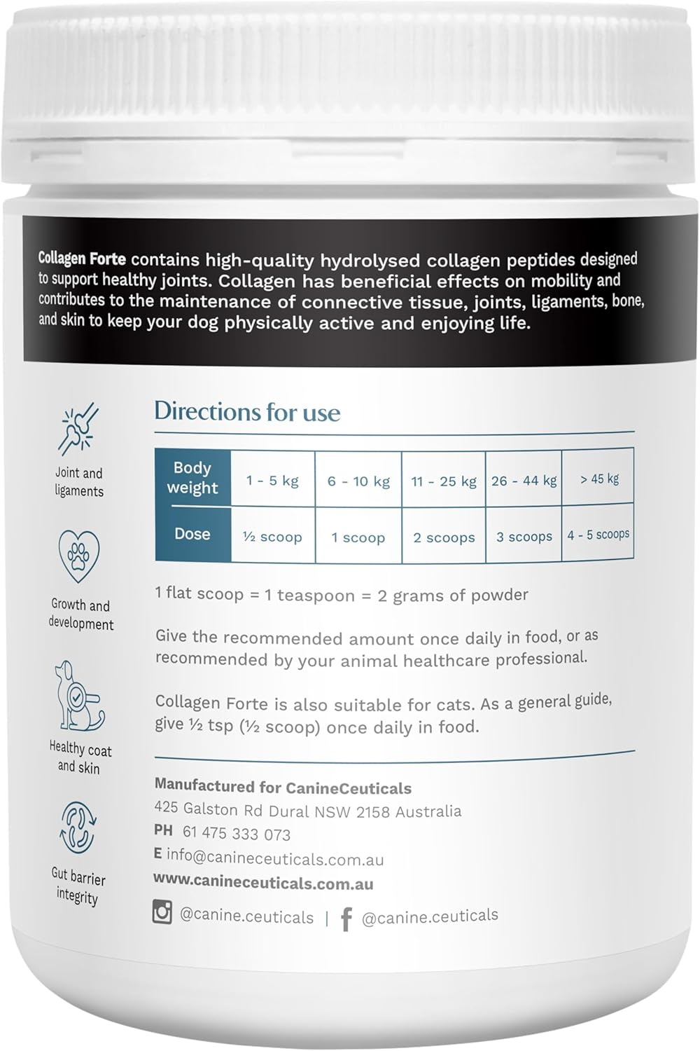 Canineceuticals - Collagen Forte - Advanced Joint & Cartilage Support for Dogs - Promotes Strong Ligaments, Healthy Skin & Gut Integrity - Bioavailable Collagen Peptides image number 2