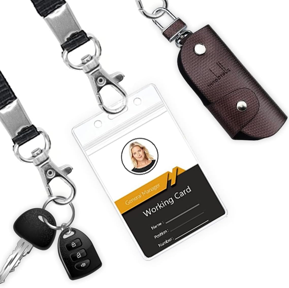 20Pcs Clear Plastic Heavy Duty Vertical Name Badge ID Card Holders,Plastic Tags Holders,Vertical Holder, Tag Holder with 20 Pcs Lanyards - Style B image number 2