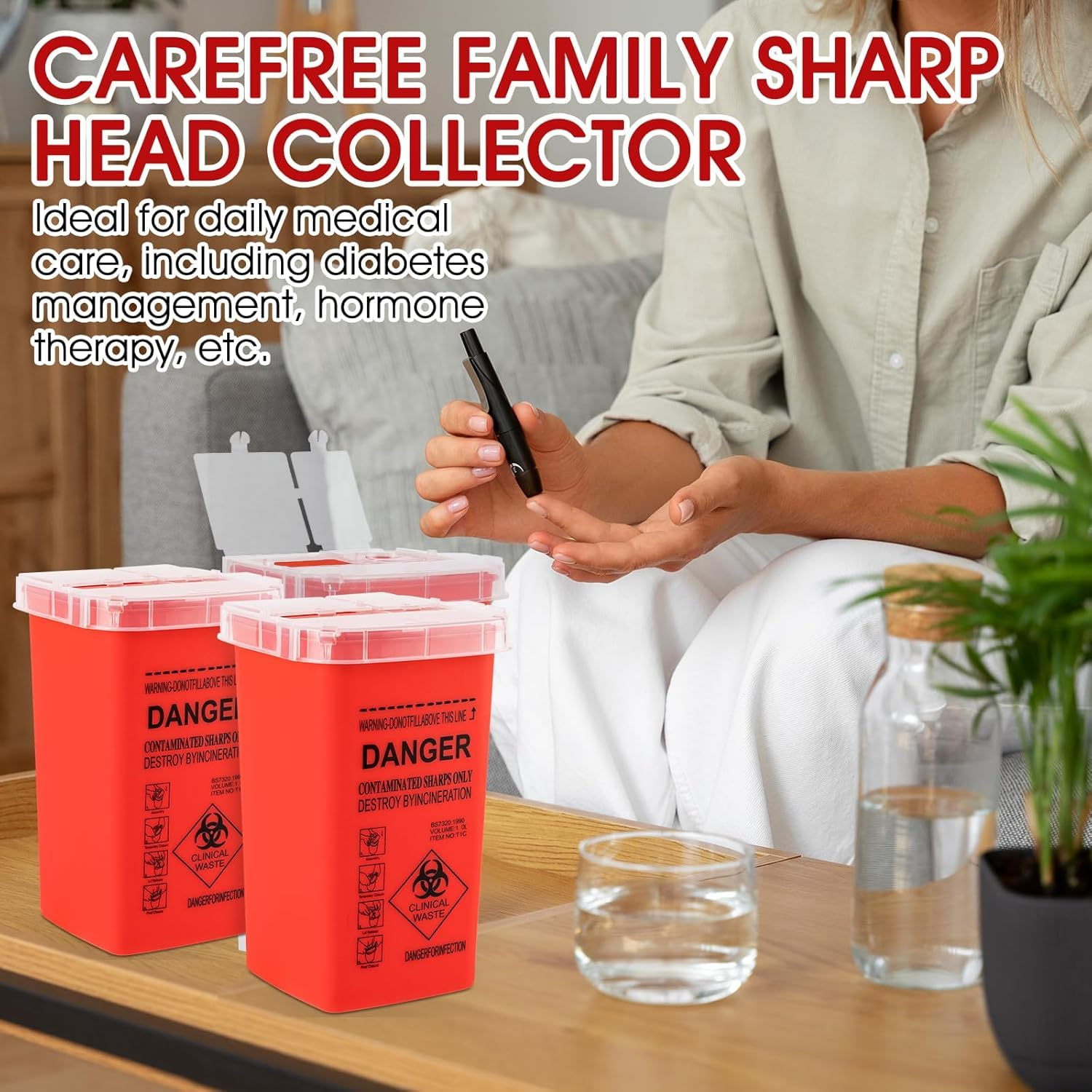 Portable Sharps Container, Designed for Safe and Convenient Handling of Insulin Needles, Pen Needles, and Other Medical Sharps during Travel or at Home and Office, 2 Packs image number 2