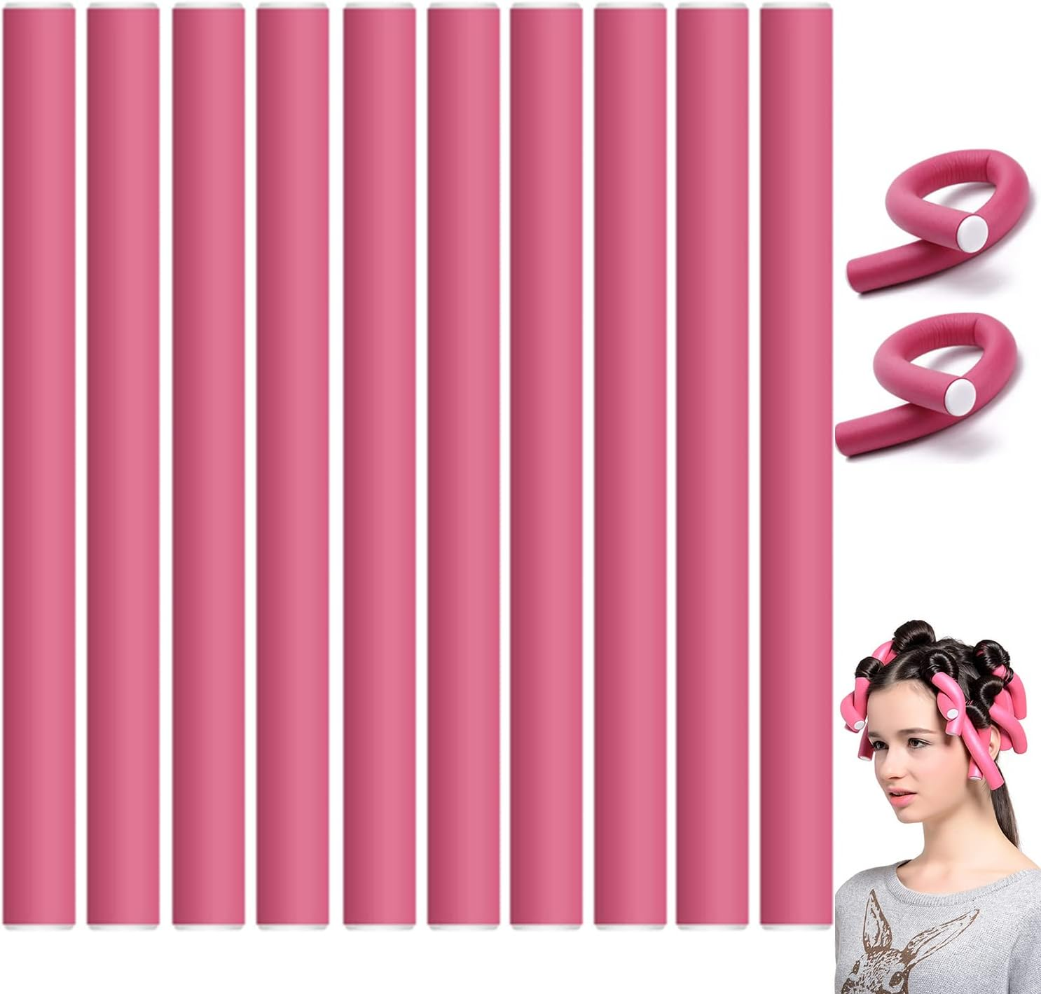 Paifeancodill 10 Pcs Flexible Curling Rods, Hair Rollers Twist-Flex Curlers with Soft Foam, 9.4&rdquo; Heatless Curls Rods, No Hurt the Hair Fluffy Foam Curling Iron Curlers for Short, Medium and Long Hair image number 4