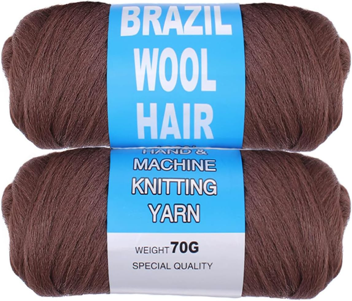 Kachanaa 5 Roll Brazilian Wool Hair for Braids Acrylic Hand Knitting Yarn for Braiding Synthetic Goddess Locs Crochet Hair Black Senegalese Twist Braiding Hair 1B#