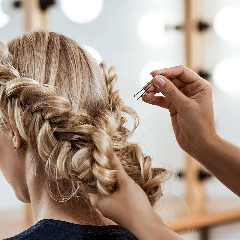 AIMALL 100PCS 6Cm U Shaped Hairpins Ripple Bun Pins Hair Clips Grips Girls Bun Dance - Metal Hair Clips for Secure Bun & Updo Styles - Ideal for Dance, Weddings, and Fashion - Brown image number 3