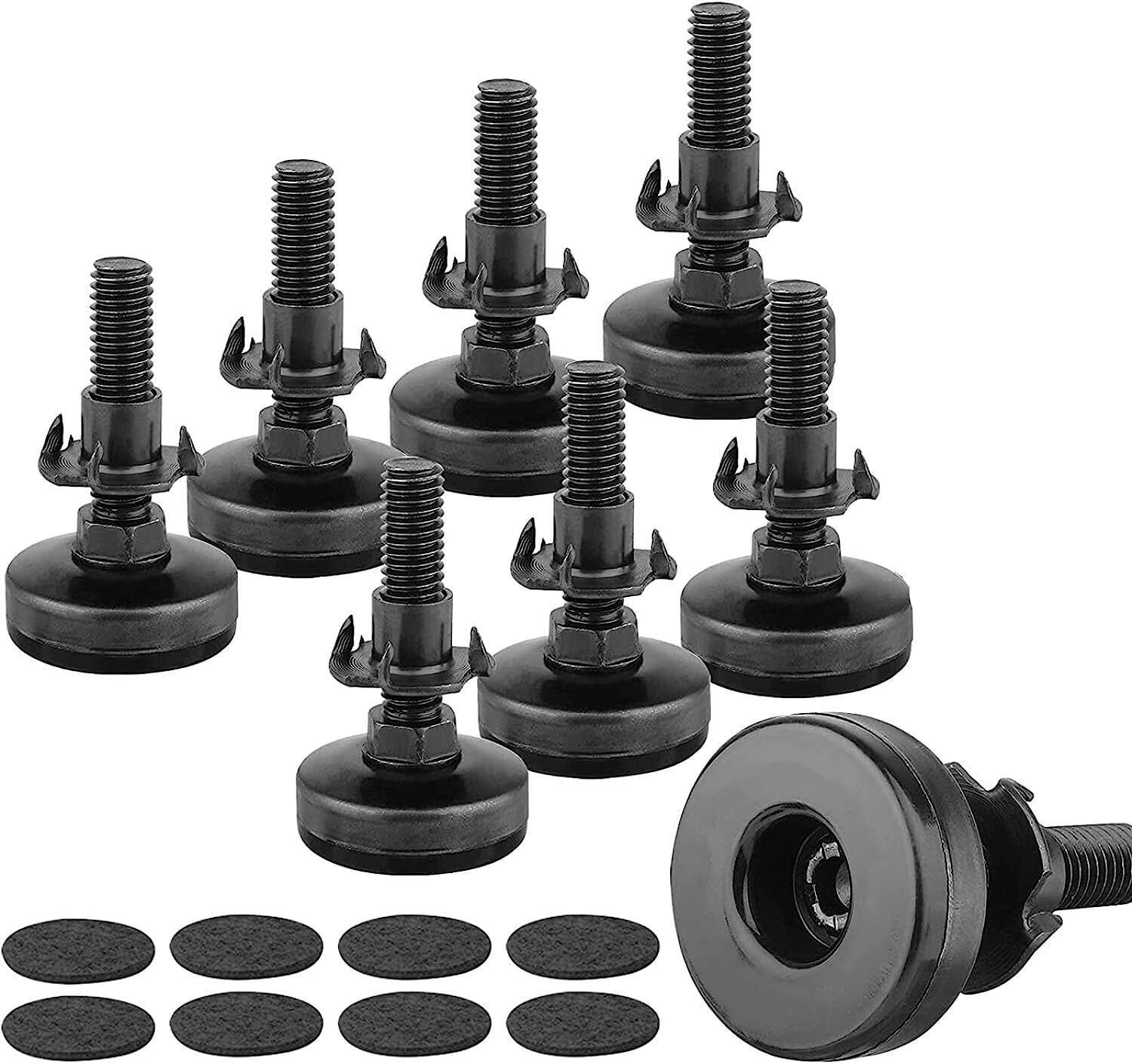 Furniture Levelers, 8 Pieces Adjustable Feet, Black T-Nut Kit 3/8"-16 Thread Heavy Duty Leg Levelers for Table Legs, Furniture Feet, Cabinets, Sofa, Tables, Chairs Raiser image number 4