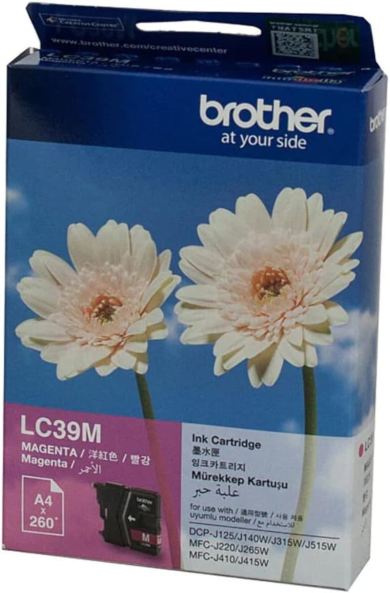 Brother Genuine LC39BK Ink Cartridge, Black, Page Yield up to 300 Pages, (LC-39BK) for Use With: MFC-J220, MFC-J265W, MFC-J415W