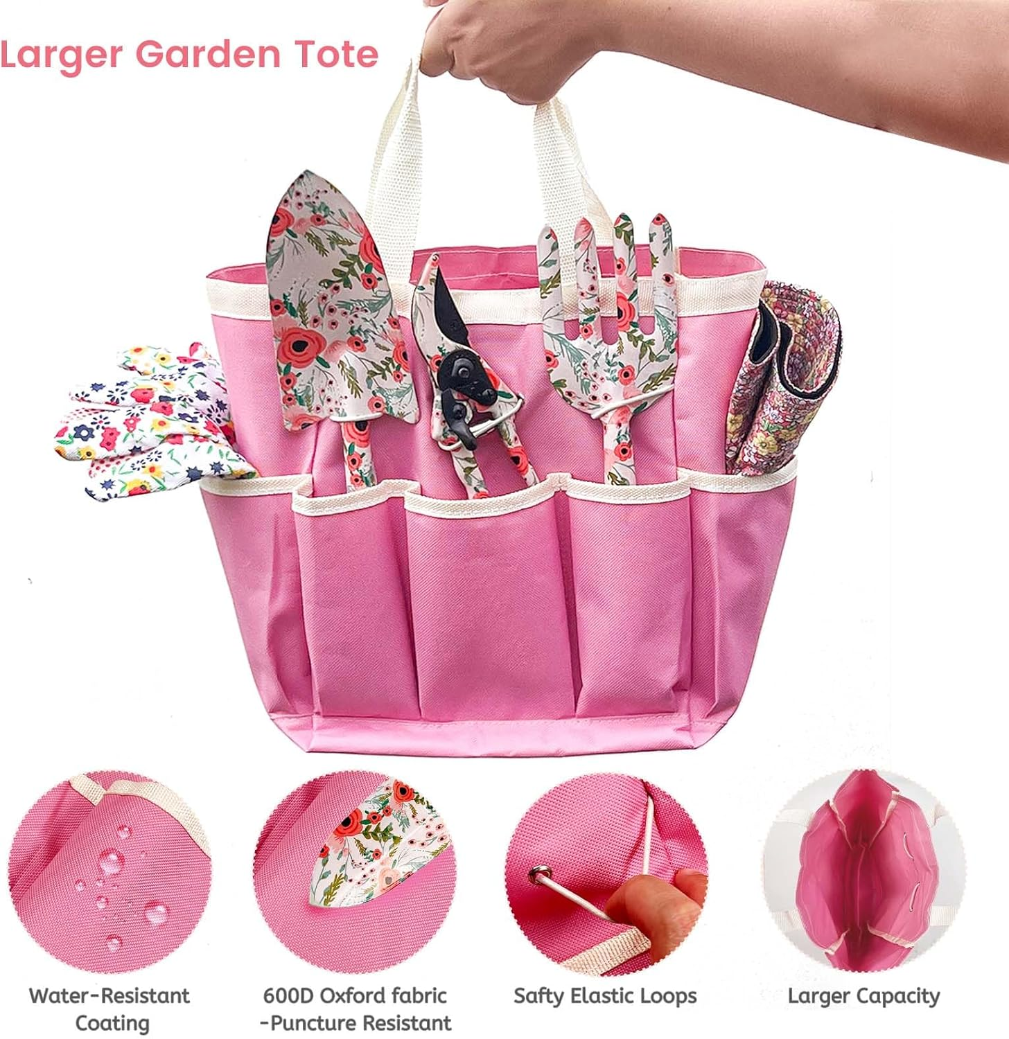 SNAIL GARDEN 6Pcs Garden Tools with Reversible Fisherman Sun Hat & Storage Bag,Gardening Hand Tools, Durable Rust-Proof Gardening Supplies, Garden Kit for Women Female Gardeners