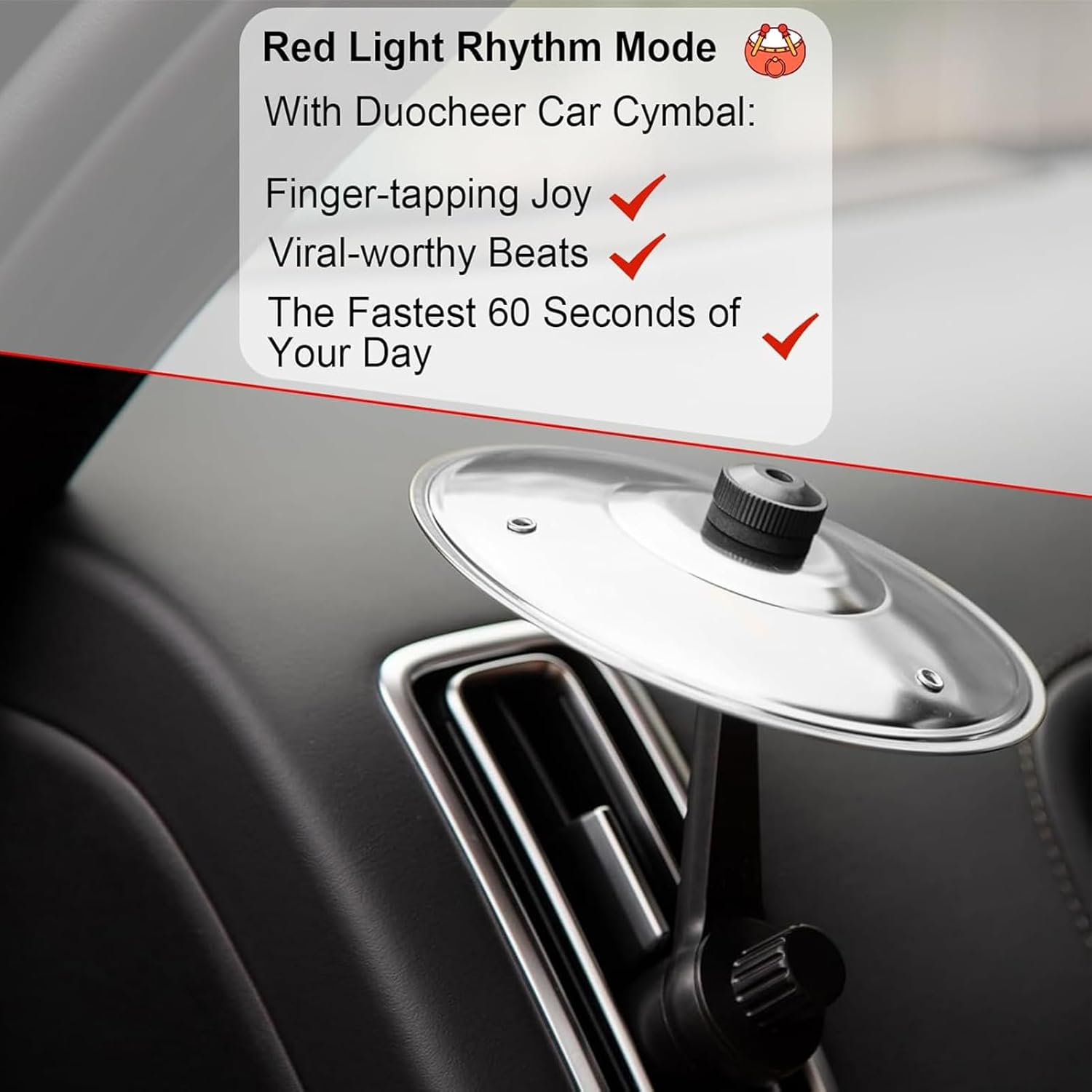 Car Crashes Cymbals - Car Cymbals Air Vent, 360&deg; Rotation, Funny Metal Musical Instrument Finger Cars Ornaments, Easy Installation and Rugged Compact, for All Types of Vehicles image number 3
