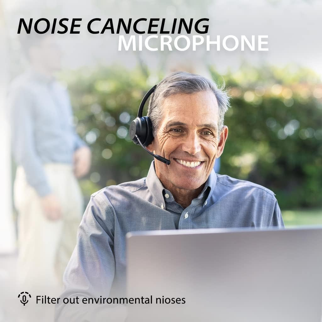 Avantalk Alto Solo - Wireless Headset with Microphone for Work, Headphones with Qualcomm Bluetooth Solution, CVC Noise-Canceling for PC, Computer & Laptop, Charging Stand, Mute Button, Wired Option image number 2