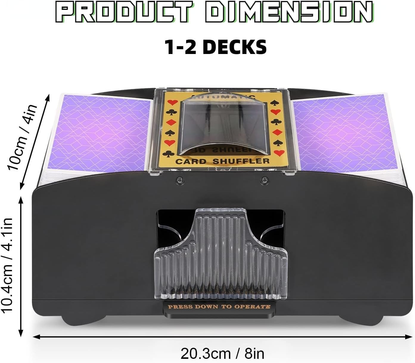 Automatic Card Shuffler 2/1/4/6 Deck,Battery-Operated Electric Poker Shuffler,Playing Card Shuffler for Home Card Game (1-2 Decks)
