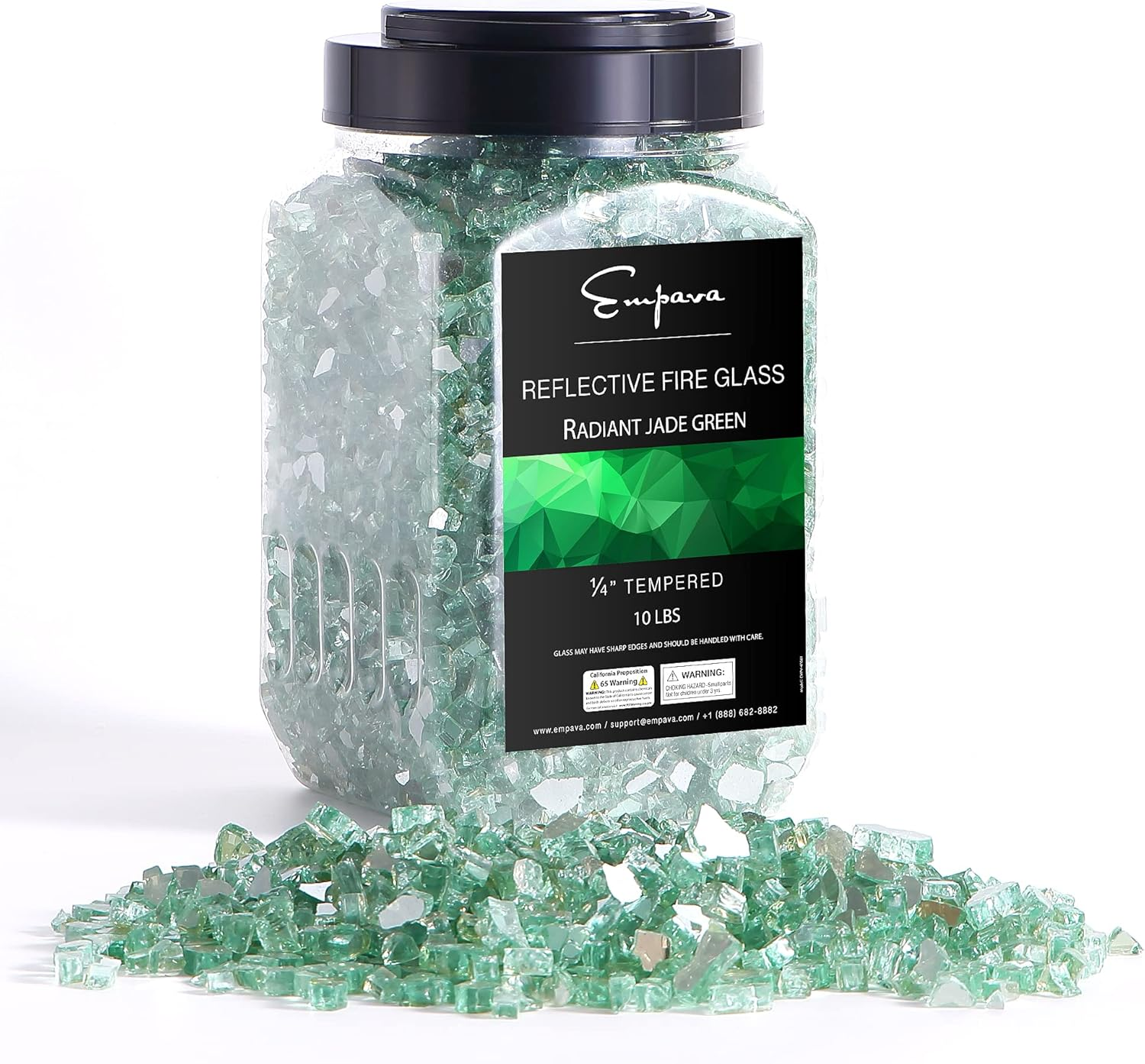 Empava 10 Lbs. 1/4-In Reflective Tempered Glass for Gas Fire Pit, Radiant Jade Green image number 3