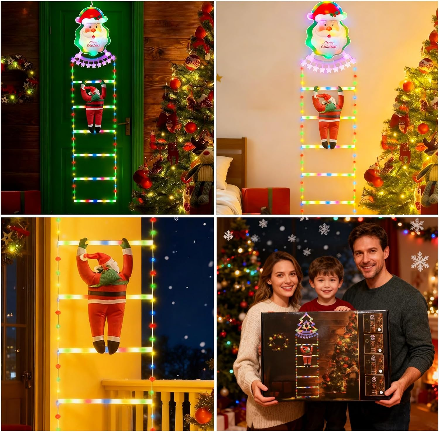 Quintrost LED Santa Claus Ladder Fairy Lights, 1.8 M Ladder Christmas Fairy Lights, Battery Operated, 8 Modes Christmas Lighting for Indoor Outdoor Christmas Tree Window Balcony Christmas Decoration image number 6