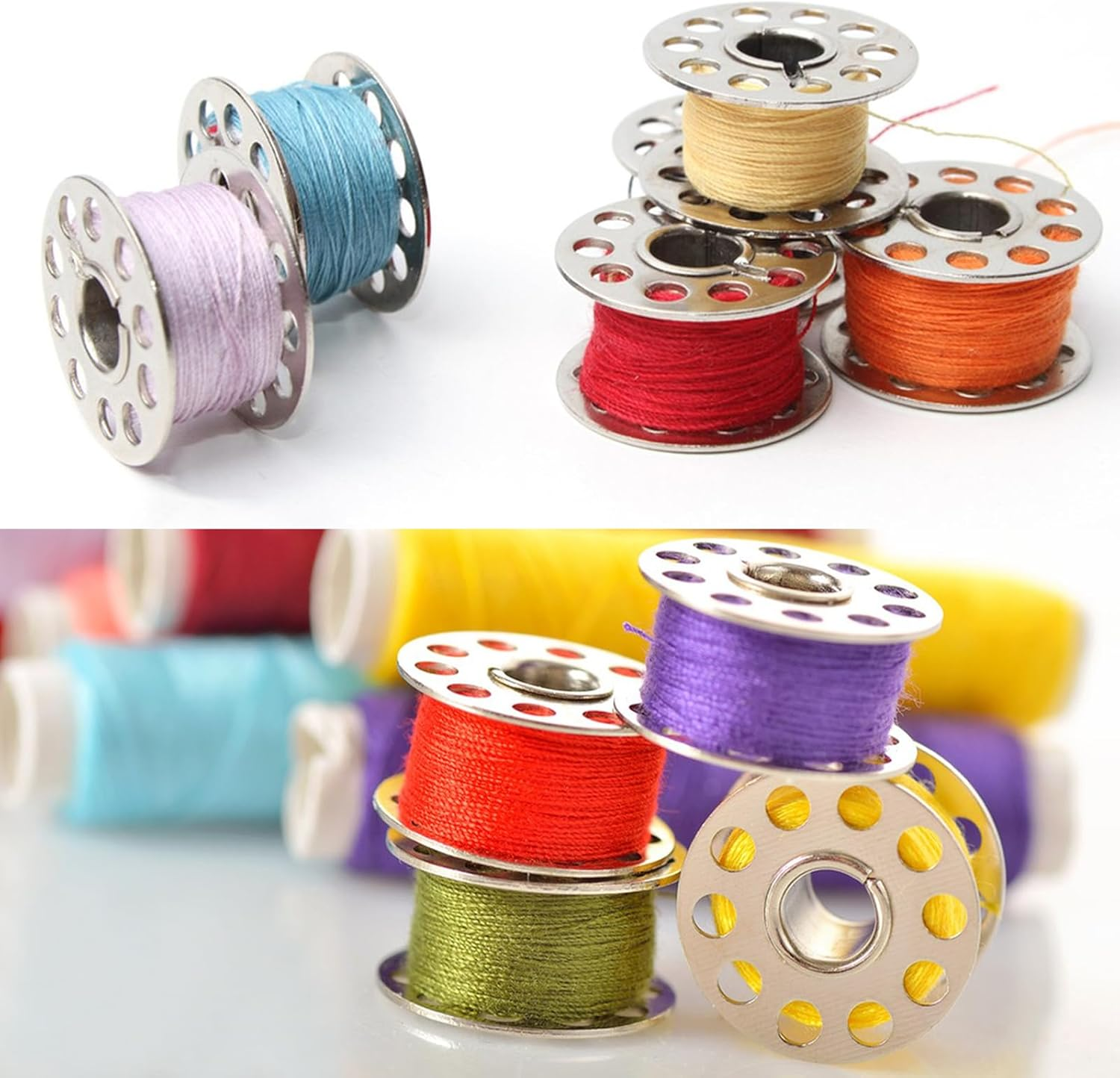 25 Pcs Metal Bobbins,Sewing Machine Bobbins Sewing Machine Accessories with Storage Box Class 15 Bobbins,Suitable for Singer Brother Bernina Kenmore Elna Babyloc Sewing Machine (Silvery) image number 6