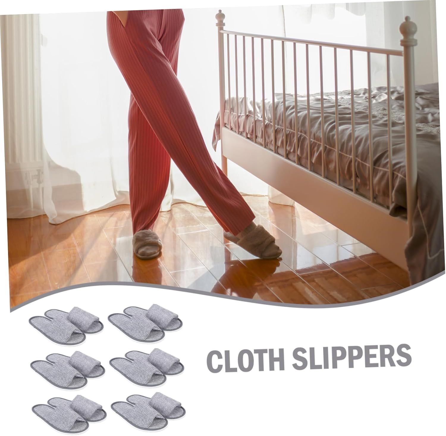 BIUDECO 6 Pairs Open Toe Travel Slippers with Skid Sole Disposable Lightweight Footwear for Hotel Spa and Bathroom Use Comfortable Non Slip House Shoes image number 2