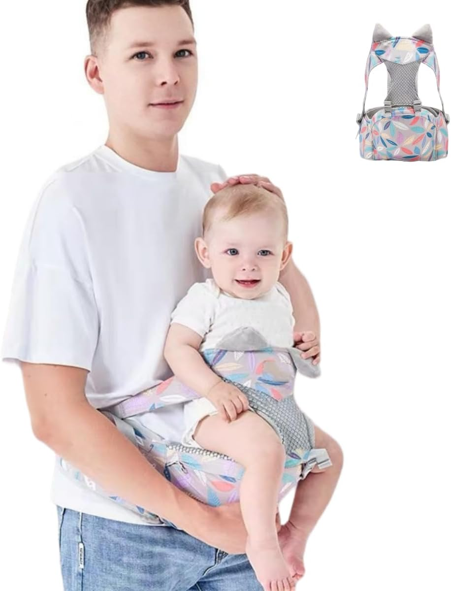 Baby Hip Seat Carrier with Adjustable Waistband & Breathable Mesh, Ergonomic Baby Carrier with Non-Slip Hip Seat, Storage Pocket and Adjustable Straps for Newborns to Toddlers (Leaf) image number 1