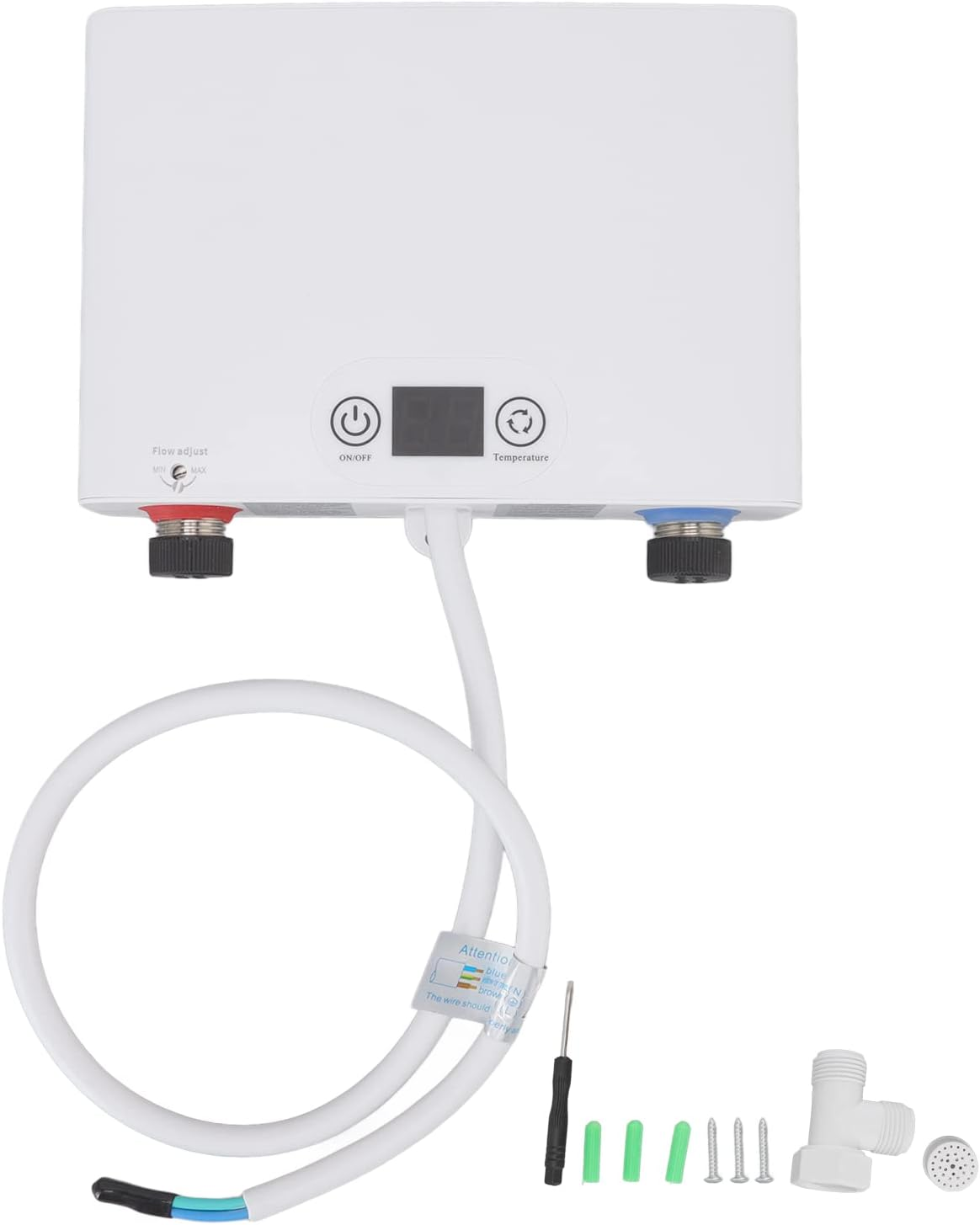 Electric Tankless Water Heater, 5500W Household Instant Water Hot Heater with G1/2 Caliber, Overheating Digital Display Hot Water Heater for Home Kitchen Bathroom image number 1