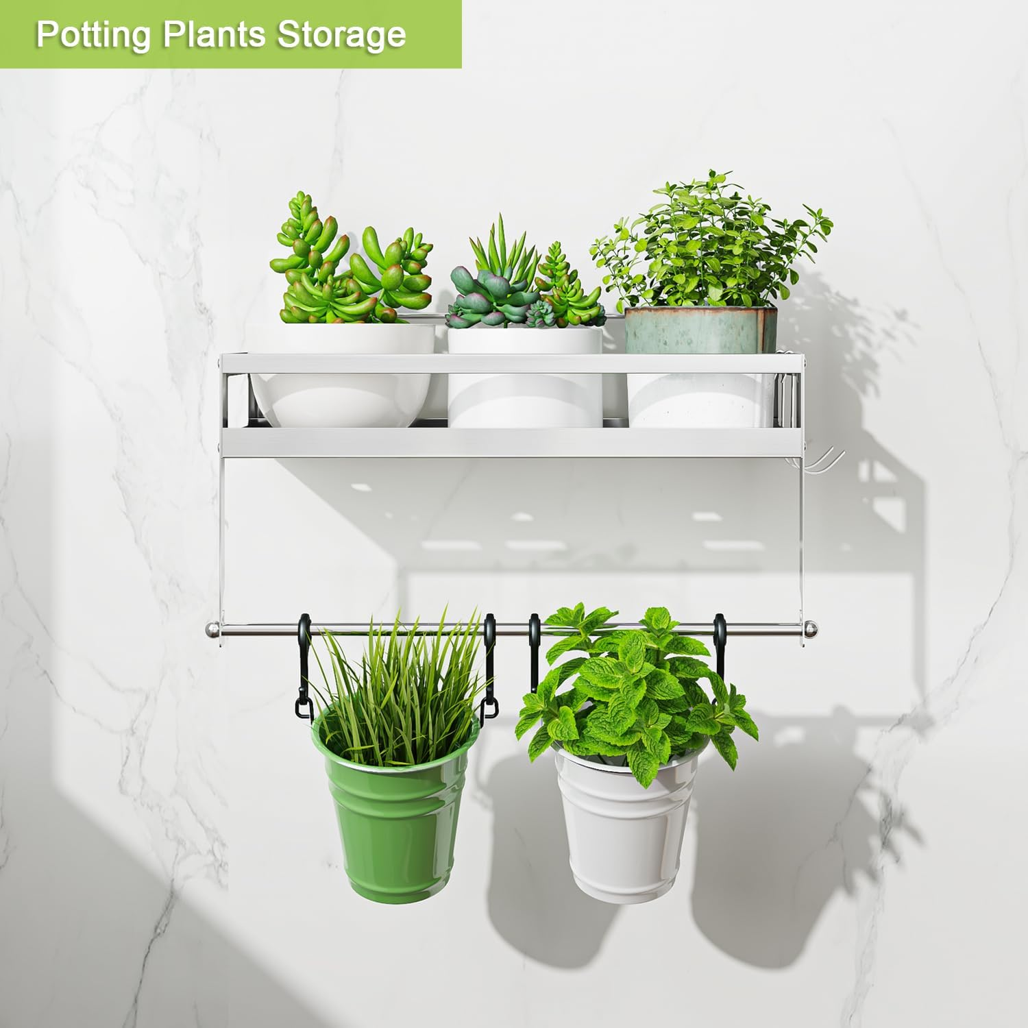 ESOW Paper Towel Holder with Shelf Storage, 2-In-1 Wall Mounted Paper Towel Roll Rack Basket for Kitchen, Balcony & Bathroom, Self-Adhesive or Drilling Installation, SUS304 Brushed Nickel Finish image number 3