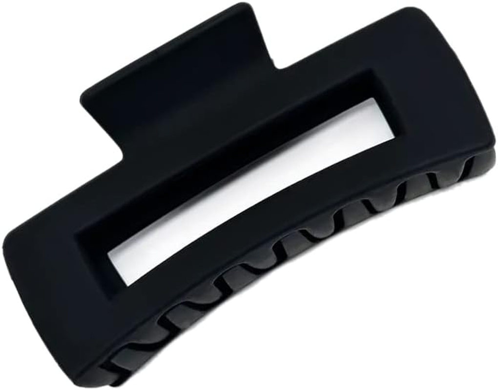 Square Claw Clip Hair Clips for Women.Non-Slip Matte Large Claw Clips for Thick Hair,Medium Hair Claw Clips for Thin Hair,Hair Claws Jaw Clips for Hair(1Ct Rectangular Clips for Hair,Black Hair Clip)