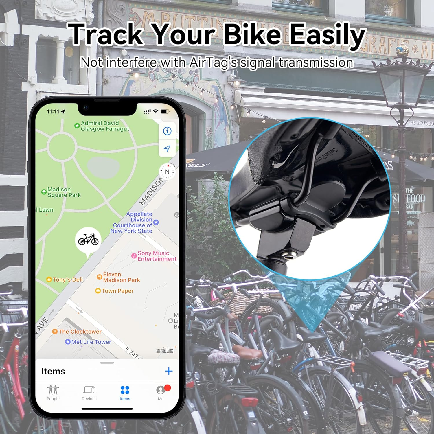 DLENP Bike Mount for Airtag, Airtag Bike Holder Hidden on Saddle for Bike Saddle, Anti-Theft GPS Tracker Bike Accessory with Anti-Theft Compatible with Mountain Bikes, Road Bikes image number 4