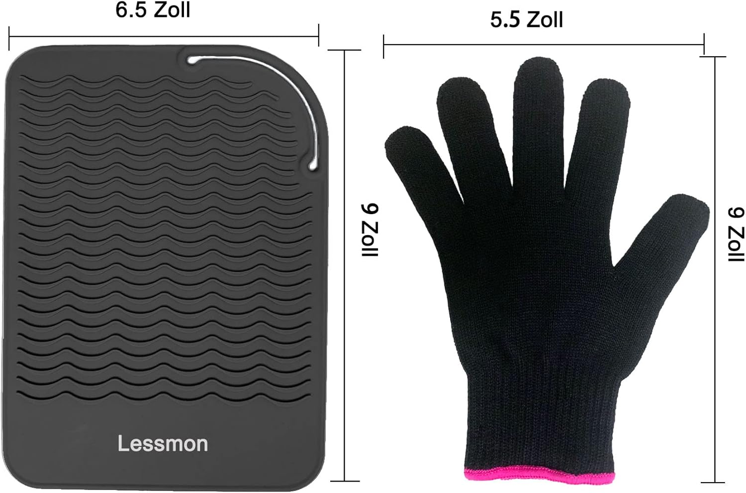 Travel Pad for Straighteners, Curling Iron Counter Protector with Heat Resistant Glove for Curling Irons, Straighteners, Straighteners and Hair Styling Tools, 9 X 6.5 Inches, Black by Lessmon image number 5